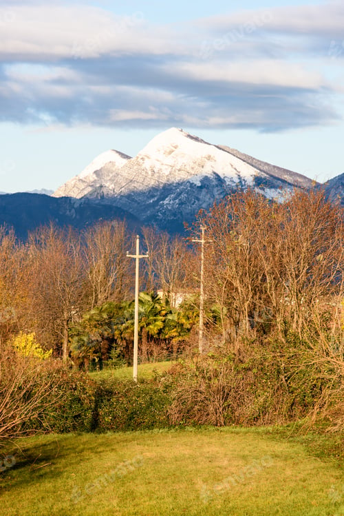 Preview: Winter Panorama Between Cassacco And Tricesimo. From The Hills To The Snow-Capped Mountains. Sunrise