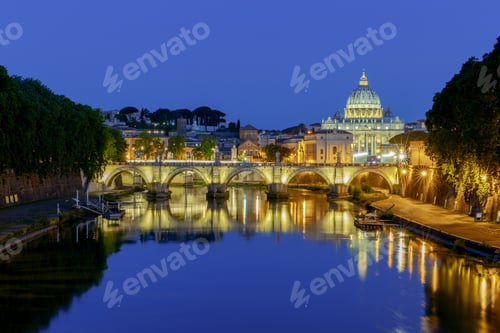 Preview: Rome. The Tiber River And Saint Peter'S Cathedral.