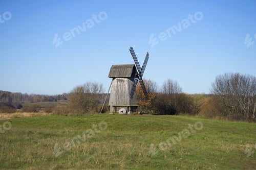 Preview: View Of The Old Windmill In The Mikhailovsky October Afternoon. Pushkin Mountains, Russia