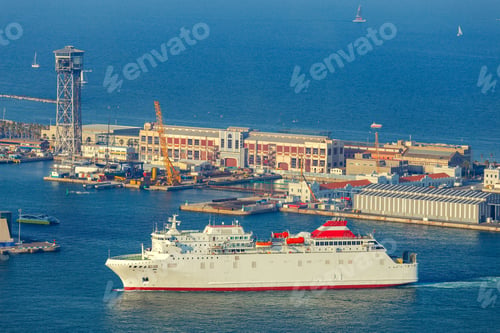 Preview: Aerial View Of The Seaport From The Hill Of Montjuic. Barcelona. Spain.