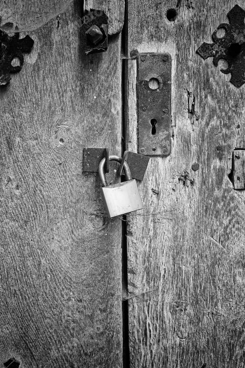 Preview: Protective Lock Old Wooden Door, Construction