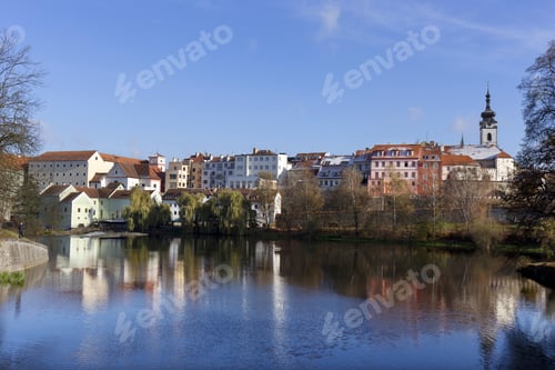 Preview: Colorful Winter Royal Medieval Town Pisek Above The River Otava, Czech Republic