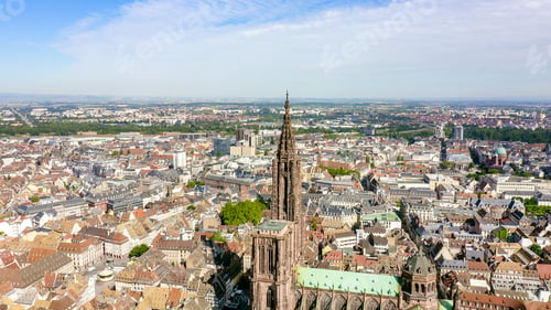 Preview: Strasbourg, France. The Historical Part Of The City, Strasbourg Cathedral, Aerial View