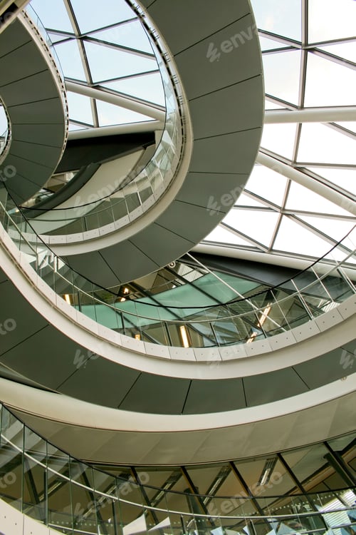 Preview: Modern Stairway Made Form Metal And Glass