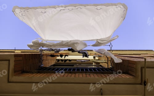 Preview: Sheets And Clothes Hanging On The Window, Washing Accessories, Hygiene