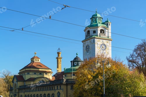 Preview: Art Nouveau Facade Of Mullersches Volksbad Building (1901), Spa Center With Swim Pool, Munich
