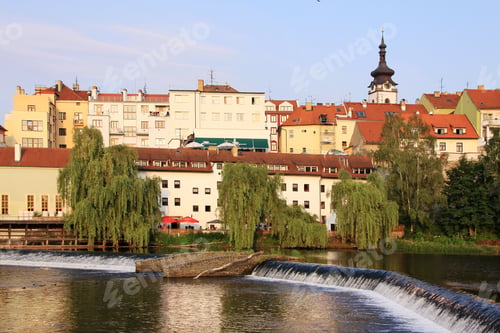 Preview: The Colorful Medieval Town Pisek In Czech Republic Above The River Otava