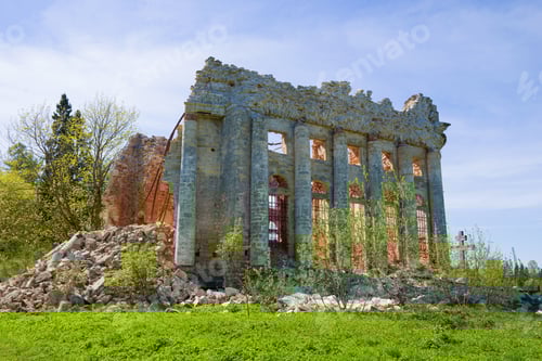 Preview: Ruins Of Ancient Holy Trinity Church In The Fifth Mountain Village. Leningrad Region, Russia