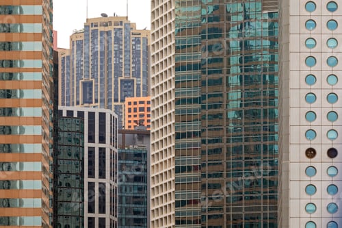 Preview: Modern Glass Skyscrapers Office Buildings In Hong Kong