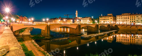 Preview: Great Evening Scene With Ponte Alle Grazie Bridge Over Arno River. Enchanted Night View Of