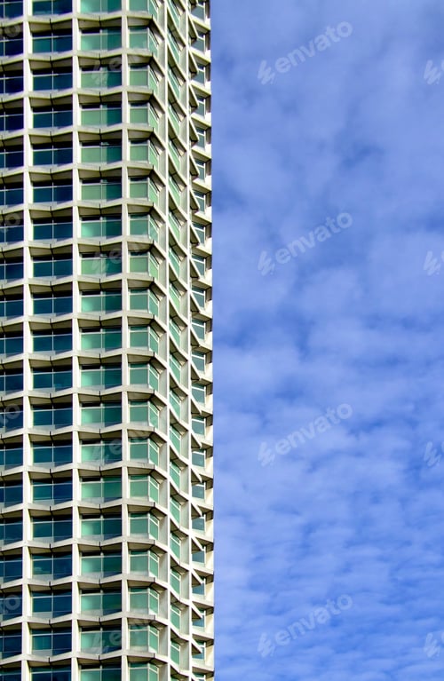 Preview: Concrete Tall Building Part With Square Windows