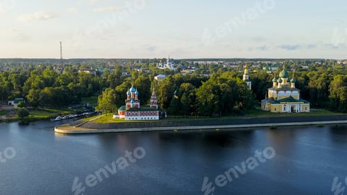 Preview: Uglich, Russia. Uglich City From The Air, Uglich Kremlin, The Main Attraction Of The City. Early