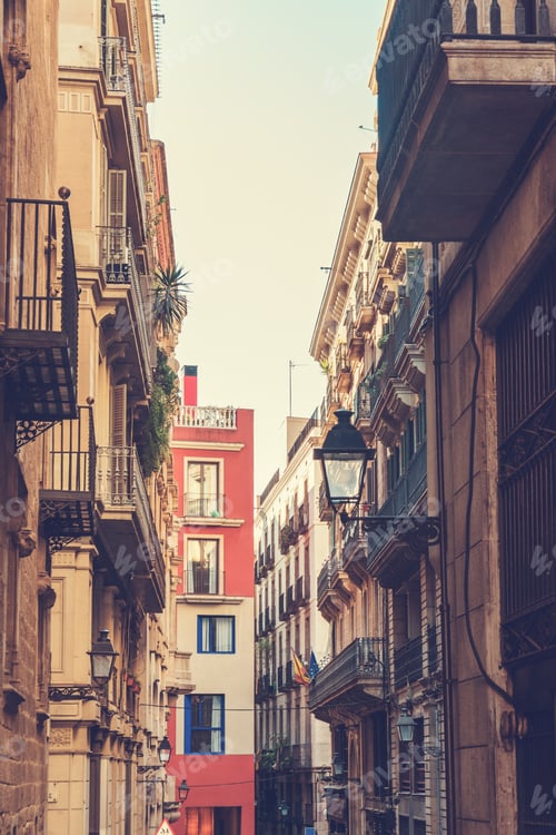 Preview: Beautiful Alley At Barcelona With Warm Colors