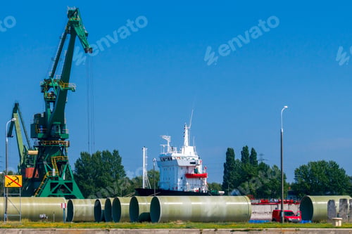 Preview: Large Cranes On A Pier In The Seaport Of Gdansk.