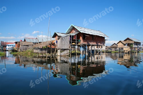 Preview: Traditional Houses On Stilts In Fishing Village On The Inle Lake. Myanmar