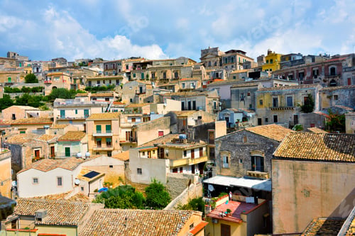 Preview: Panorama Of Modica Seen From The Bell Tower Of San Giorgio Sicily Italy
