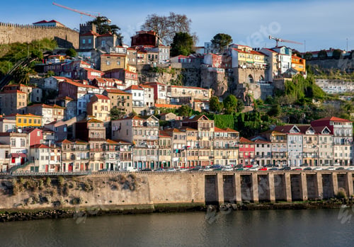 Preview: View Of Old Medieval Colorful Houses Along The Douro River Embankment. Porto. Portugal.