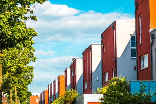 Preview: Modern Townhouses In A Street In A Row