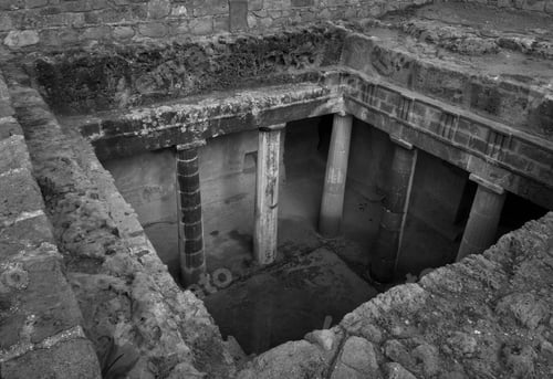 Preview: Ruins Of The Ancient Greek City In Cyprus. Black And White Photo
