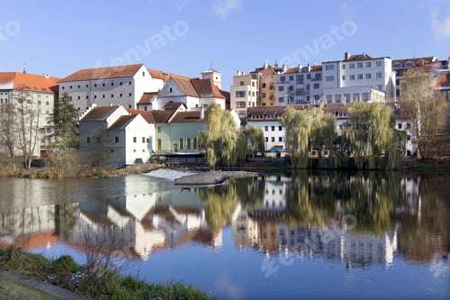 Preview: Winter Colorful Royal Medieval Town Pisek Above The River Otava, Czech Republic