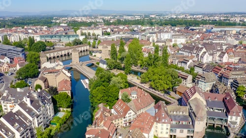 Preview: Strasbourg, France. Quarter Petite France, Vauban Dam, Aerial View