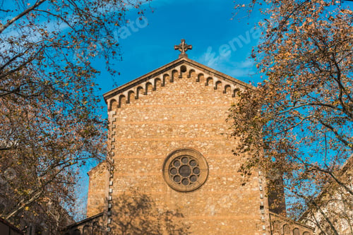 Preview: Historical Church At Barcelona With Autumn Trees