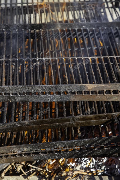 Preview: Fire On Metal Grill, Barbecue And Cookout