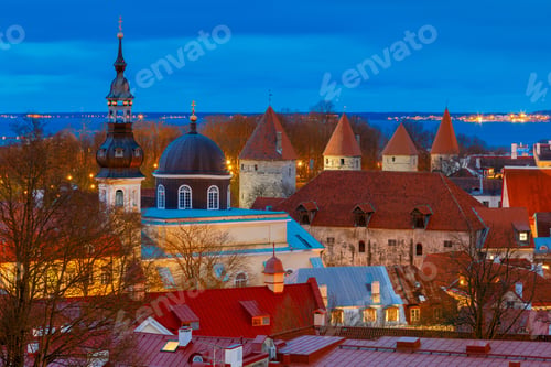 Preview: Tallinn. Aerial View Of The City At Sunset.
