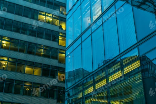 Preview: Blue Colored Glass Facades Of Office Buildings