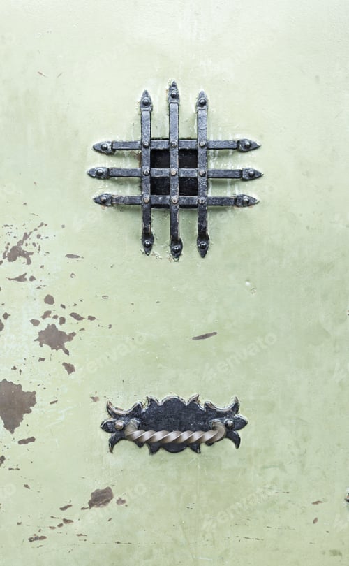 Preview: Door With Iron Bars And Steel, Construction And Architecture