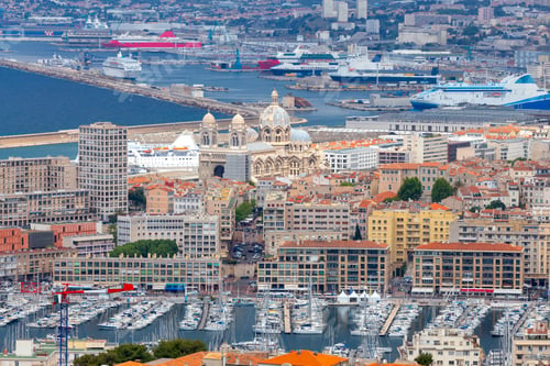 Preview: Aerial View On A Sunny Day At The Fort Of St. John And The Old Port. Marseilles. France.