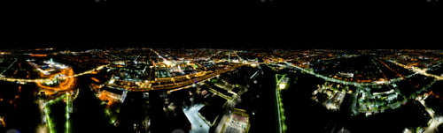 Preview: Tula, Russia. Night Panorama Aerial View. Big City Lights. Panorama 360