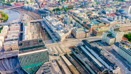 Preview: Stockholm, Sweden. Stockholm Central Station, Stockholm City Station, From Drone