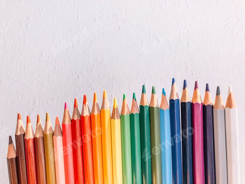 Preview: Exhibition Of Colored Pens On Cheerful Background.