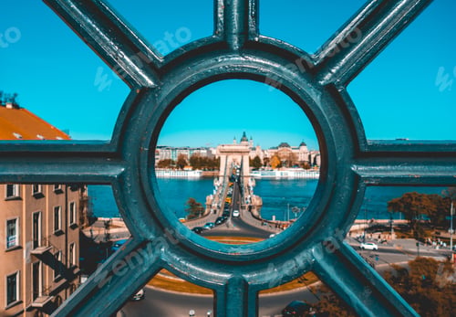 Preview: Fence View To The Chain Bridge At Budapest