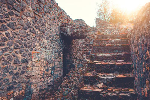 Preview: Ancient Stairs At Ruins With Warm Sunlight