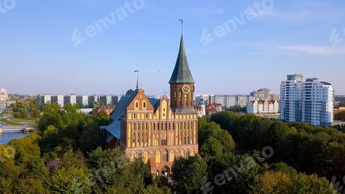 Preview: Kaliningrad Cathedral On The Island Of Kant. Russia, Kaliningrad, From Drone