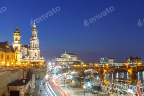 Preview: Bruhl Terrace Or Balcony Of Europe In Dresden At Sunset.