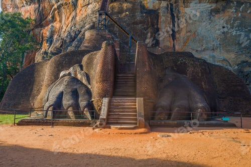 Preview: Two Ancient Lion Paws On The Lion'S Terrace. Fragment Of The Ruins Of The Royal Palace On Mount