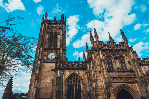Preview: Old And Majestic Church At Manchester On A Cloudy Day