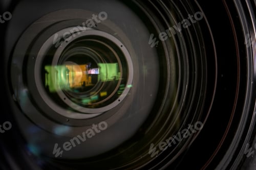 Preview: Close Up Of A Television Lens On A Dark Background. Camera Lens,Macro Of An Iris,Camera