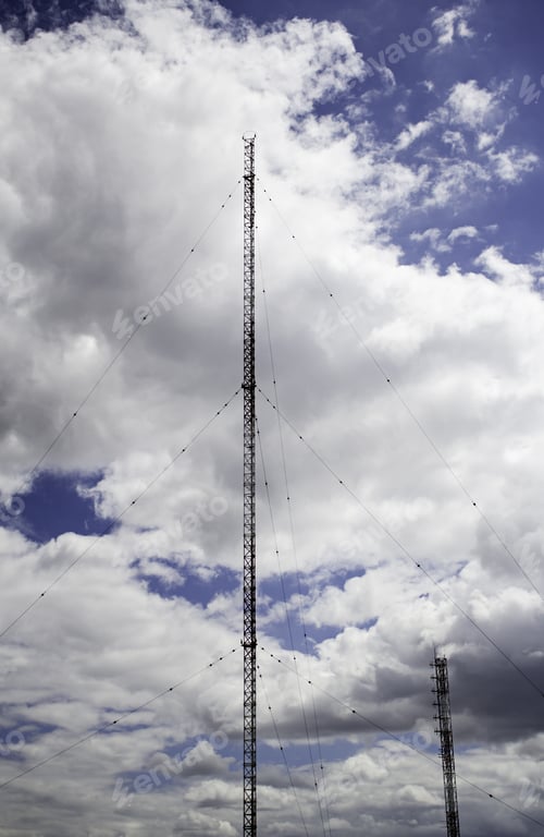 Preview: Antenna Of Outdoor Telecommunications In Park, Construction And Architecture
