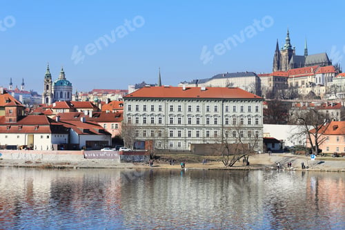 Preview: View On The Colorful Prague Gothic Castle Above River Vltava, Czech Republic