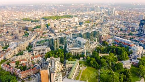 Preview: Brussels, Belgium. The Complex Of Buildings Of The European Parliament. State Institution, Aerial
