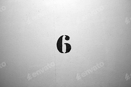 Preview: Number Six Black On White Wall, Symbol