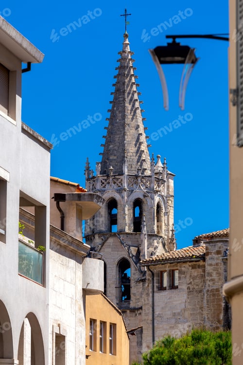 Preview: Avignon. The Spire Of The Old Medieval Stone Church.