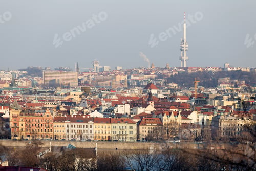Preview: Sunny Frosty Winter Prague City With Its Cathedrals, Historical Buildings And Towers, Czech Republic