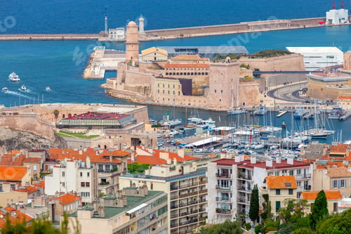 Preview: Marseilles. Aerial View Of The Fort Of St. John And The Harbor.