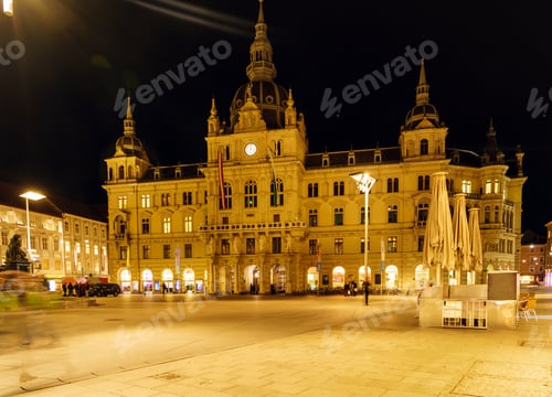 Preview: Rathaus Or Town Hall (19 C.) At Hauptplatz At Night, Graz, Austria