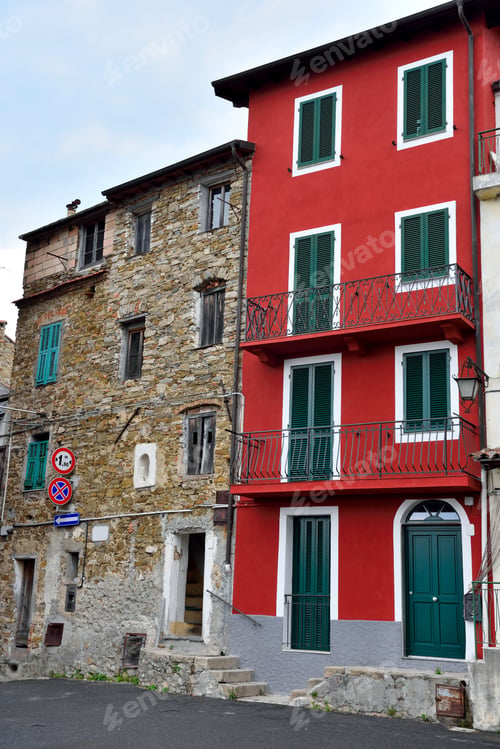 Preview: Historic Houses In The Village Of Perinaldo Italy